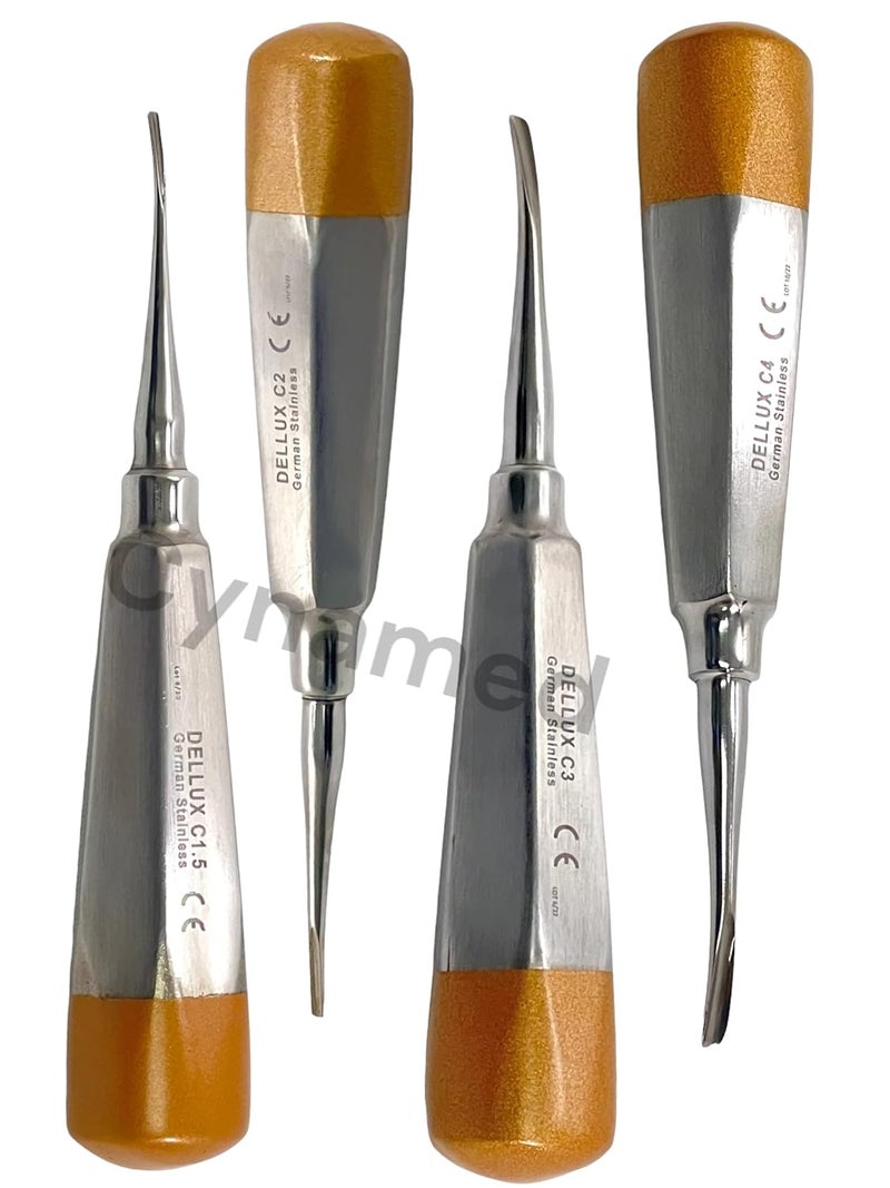 artlab -Premium Dental Elevators Etracting Extraction Osteotome Periotome Luxating Elevator Apical Spade Cryer Proximator Elevator Oral Implant, Root Extraction (Luxating Set of 4 Gold Curved) - Image 5